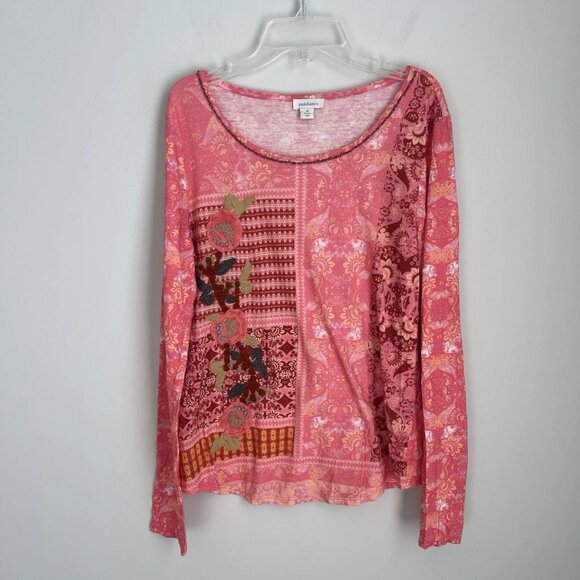 Sundance Pink Morning Glow Embroidered Beaded Sequin Long Sleeve Top - Picture 8 of 8